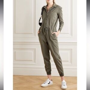 NWT James Perse Mix Media Jumpsuit Women’s 3 (Large) Sage Army Green romper $425